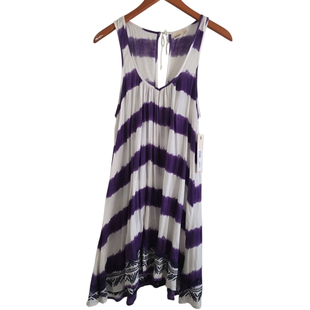 NWT Purple and White Dress Striped Sleeveless Dress Roxy Size Small